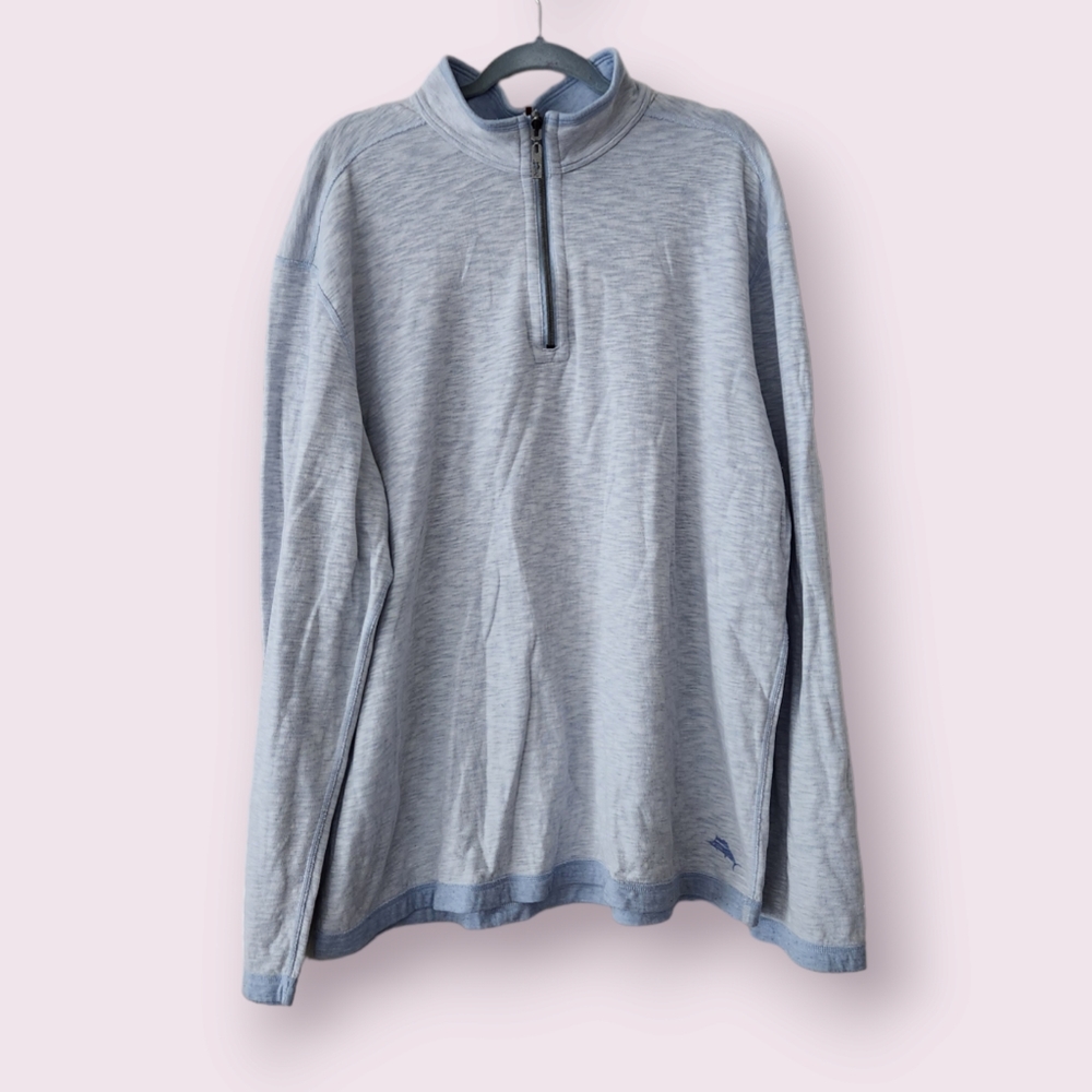Tommy Bahama Quarter Zip Mock Neck Pullover Sweater Mens Size XXL